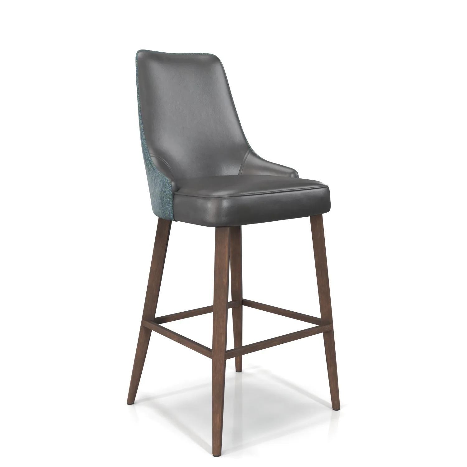 Leather Fabric Seat And Wooden Base Bar Stool PBR 3D Model_01